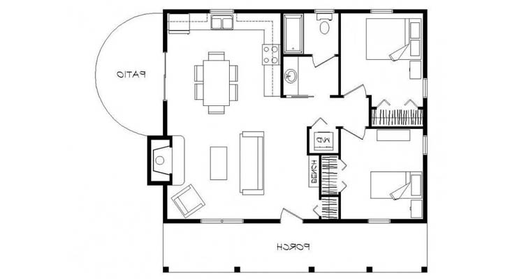 Planos de casa pré-fabricada de chapa com pátio