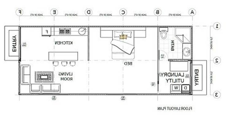 Plano de uma casa prefabricada container simples